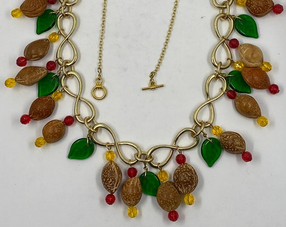 22" vintage nut bead necklace