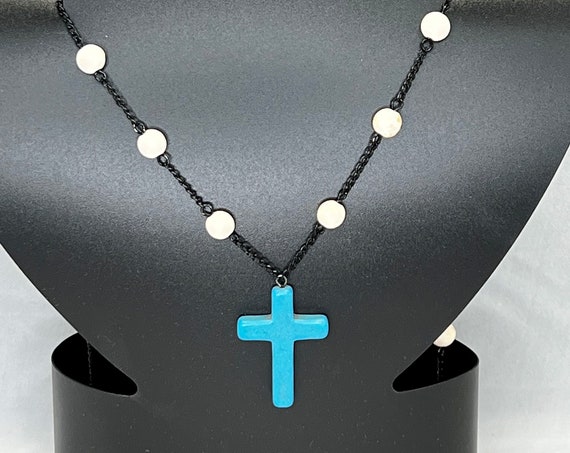 26" howlite cross necklace