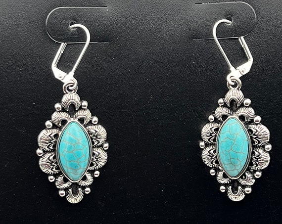Silver diamond drop earrings