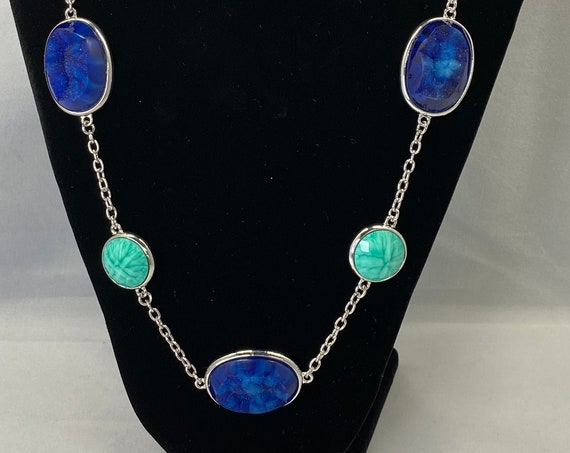 27.5" turquoise and druzy necklace