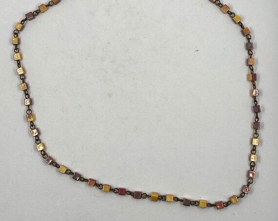 18" yellow/rust cube necklace