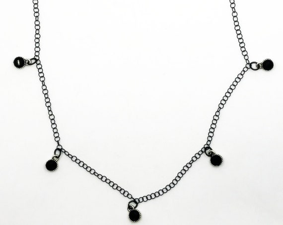 19" black chain and crystal necklace