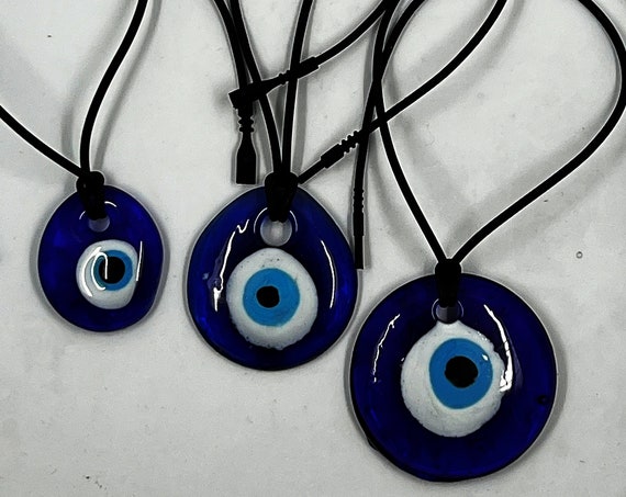 18" evil eye pendant on rubber cord