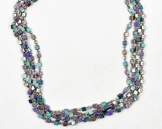 72" blue/purple cube necklace
