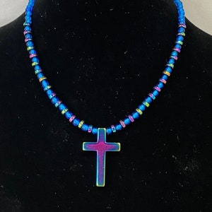 15&quot; rainbow coated hematite choker