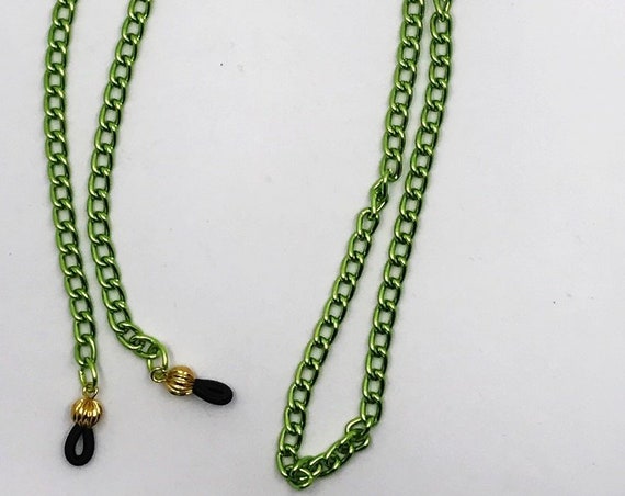 30" aluminum chain eyeglass holder in green, purple, blue, red
