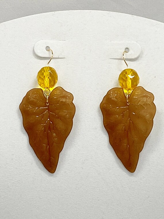 2.5" brown leaf earrings