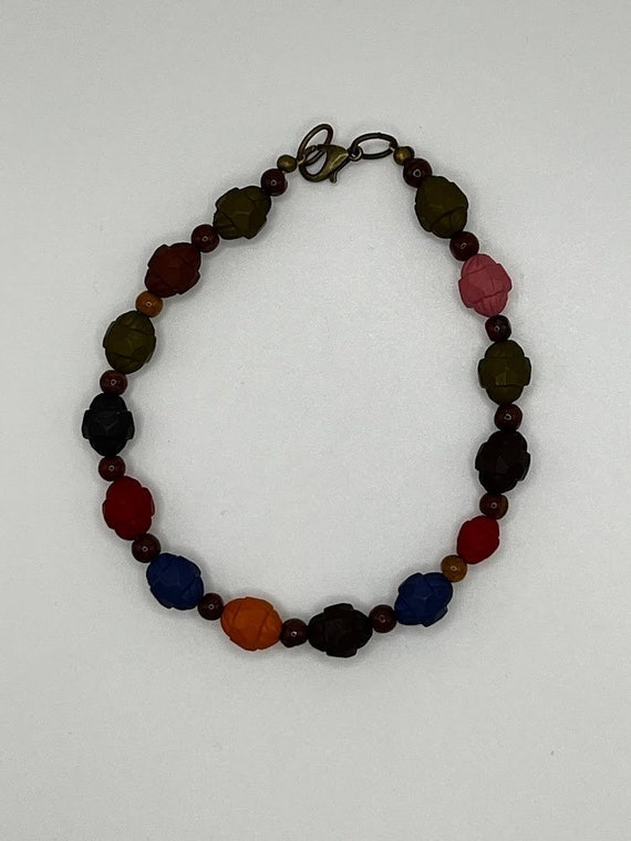 9.5" barrel and moukaite jasper bracelet