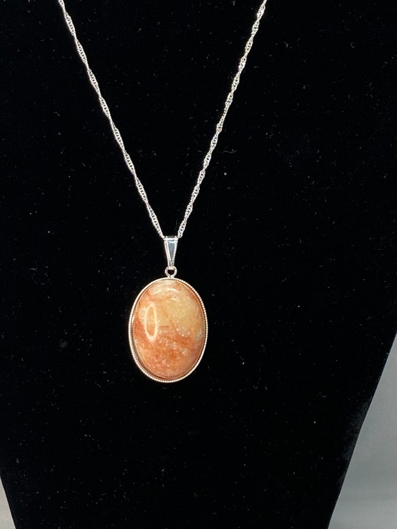 18" carnelian agate pendant on silver