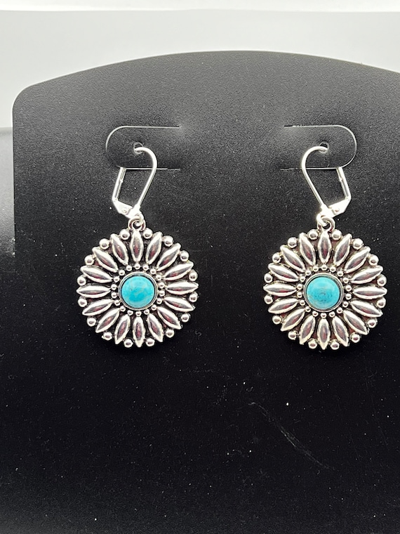 Silver flower earrings