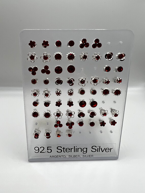 Sterling silver light siam crystal stud earrings