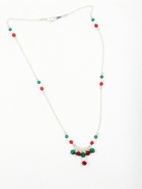 17.5" Christmas cluster Swarovski crystal necklace