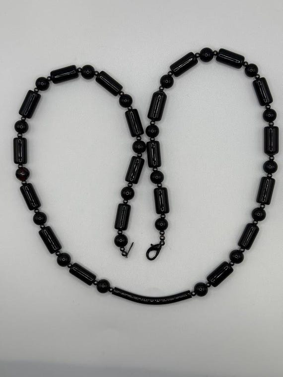 26" black bead necklace