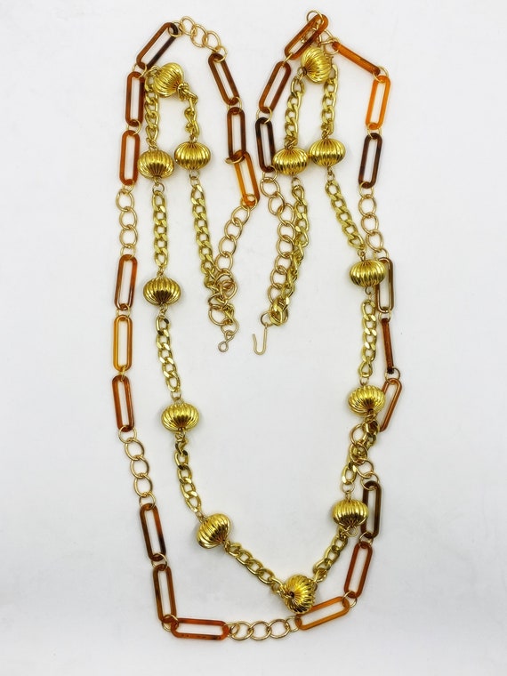 35" gold and tortoise necklace