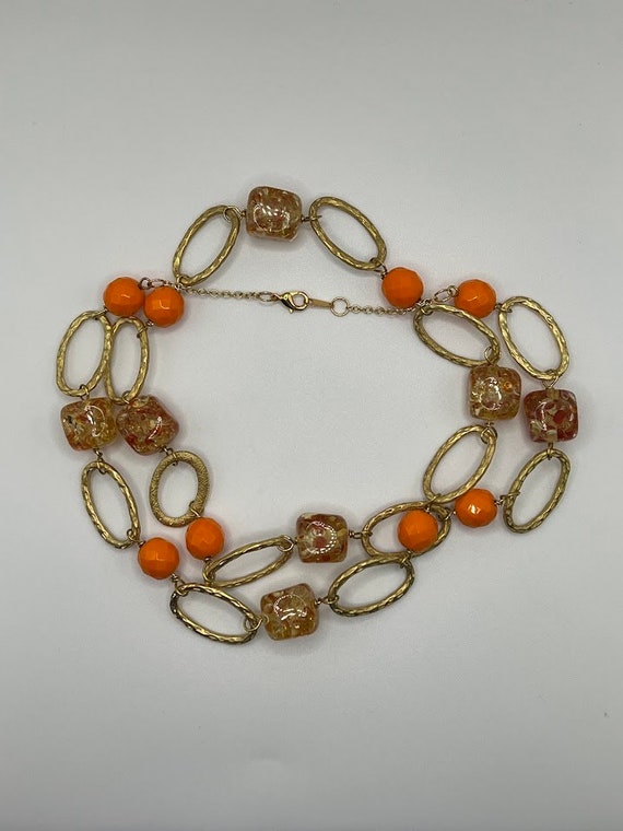 31" orange and gold necklace