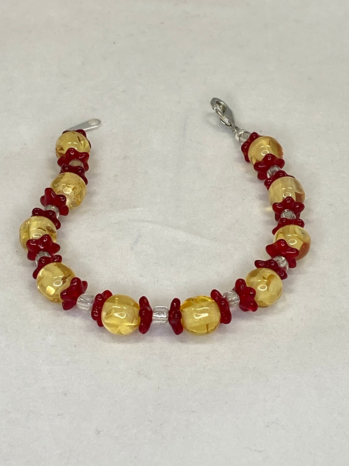 7.5 Yellow and Red Bead Bracelet Etsy