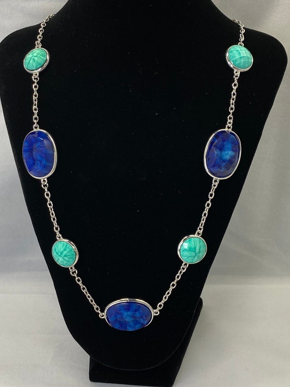 27.5" turquoise and druzy necklace