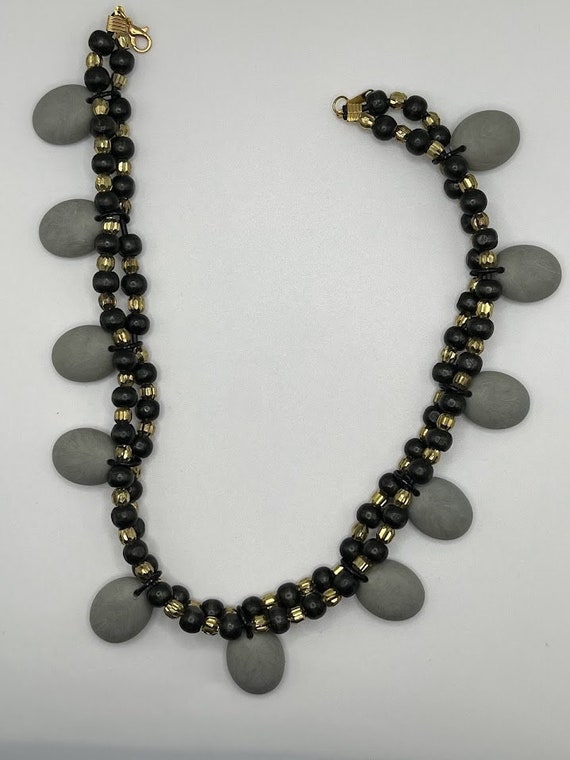 16" double strand black and gold necklace