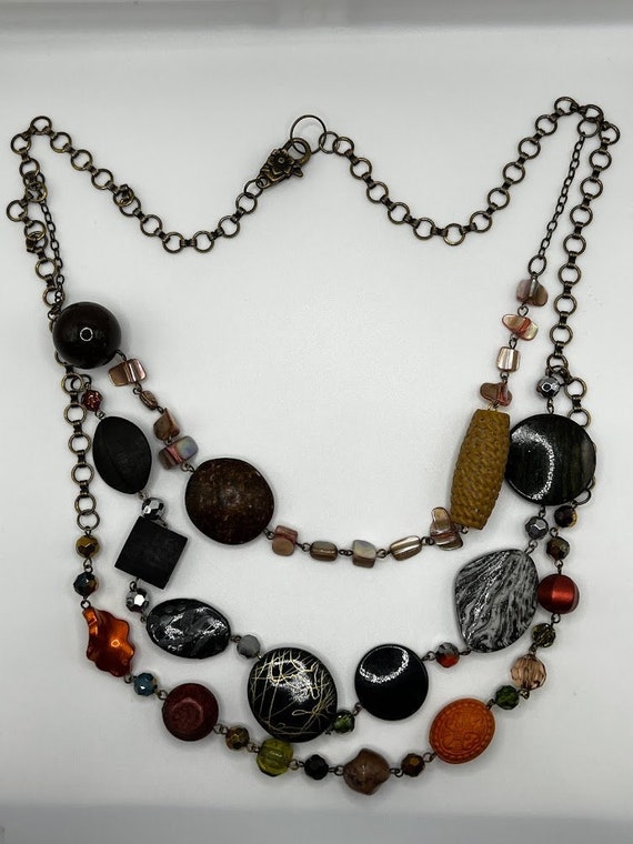 26" - 32" multi strand fall colors necklace