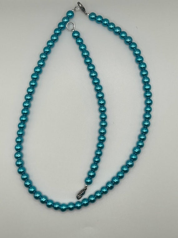 Dark teal pearl necklace and bracelet set