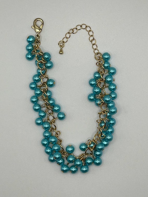 8.5" turquoise pearl bead bracelet