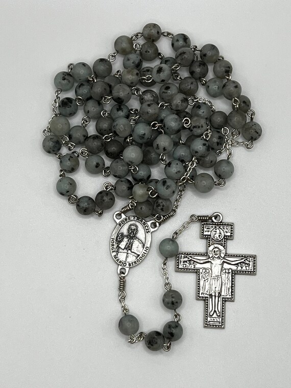 31" sesame jasper 7 decade Franciscan Crown rosary