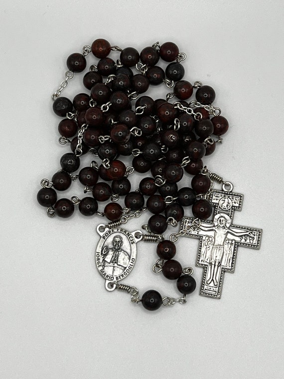 31" brecciated jasper 7 decade Franciscan Crown rosary