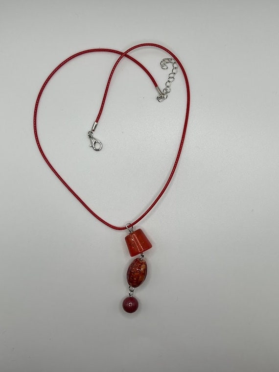18" red beads pendant