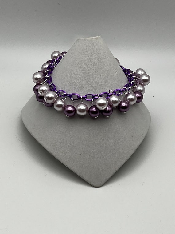 7" shades of purple pearl bracelet