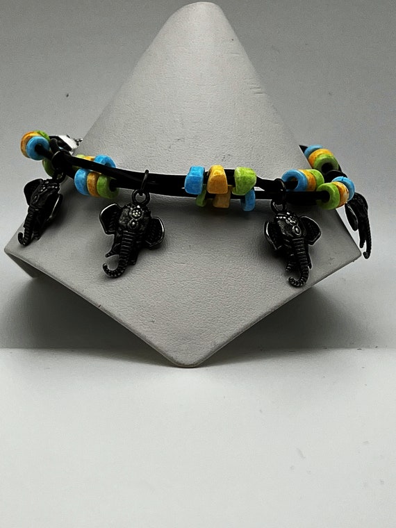 7" multi strand elephant charm bracelet