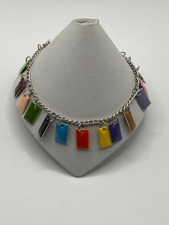 9" rainbow enamel drop charm bracelet