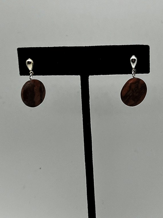 Tiger jasper drop stud earrings