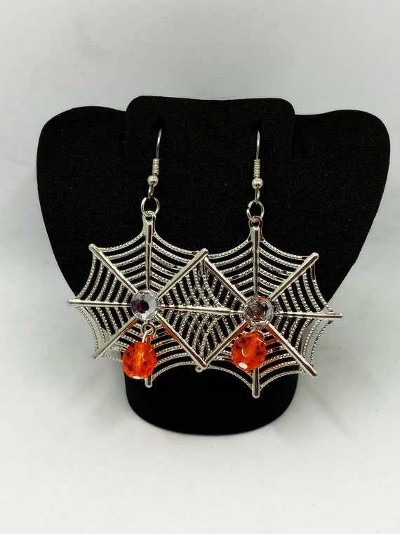 Silver cobweb earrings