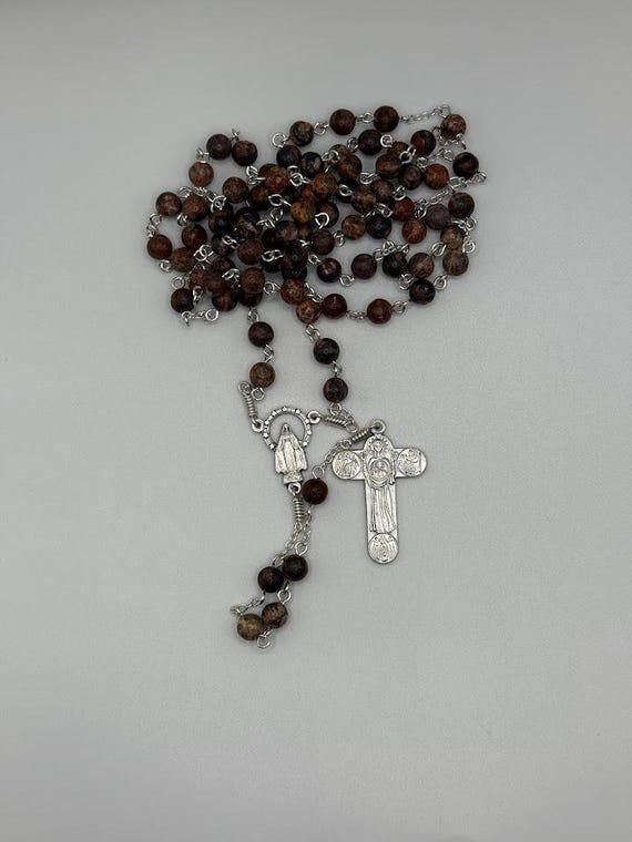 27" leopardskin jasper crown rosary