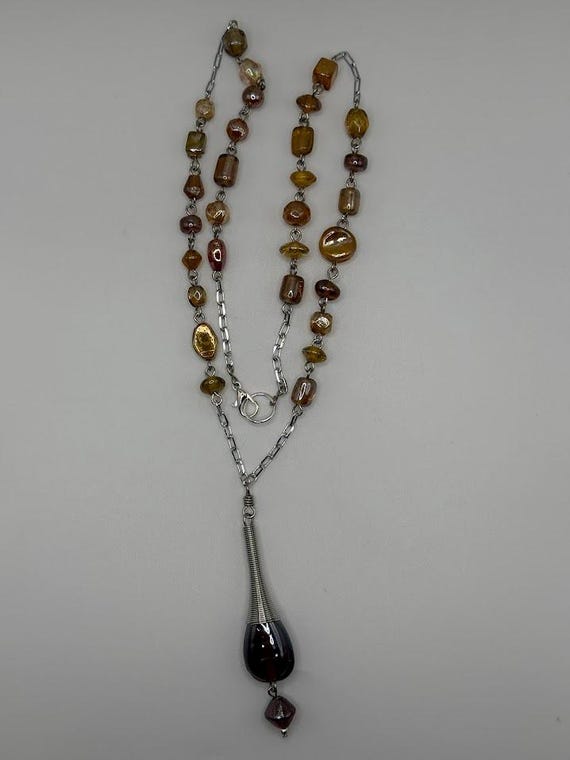 Lustre bead pendant necklace (2 options)
