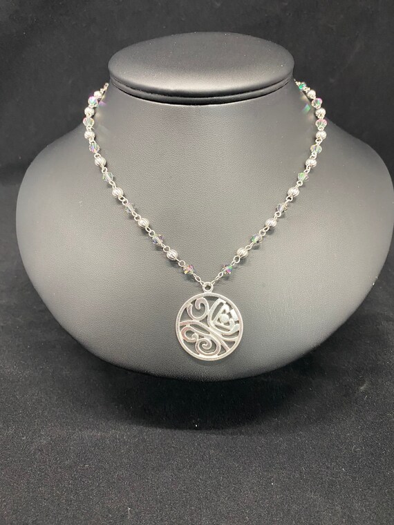 16.5"silver and Swarovski crystal necklace