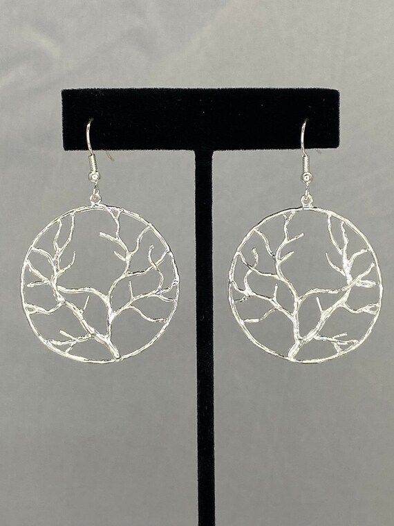 Silver tree of life dangle earrings