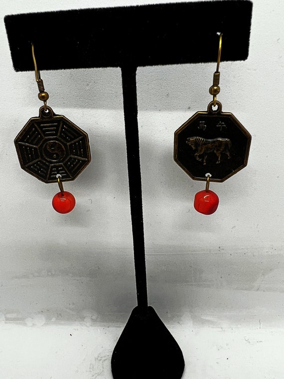 Brass Chinese zodiac earrings