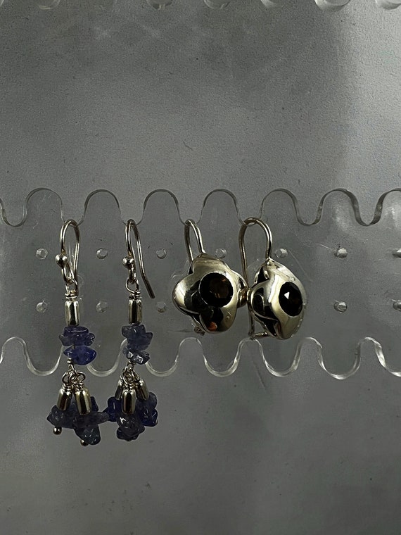 Tanzanite or Smoky Topaz earrings set in sterling silver