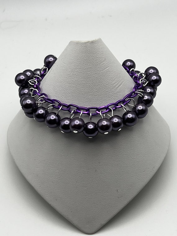 7" amethyst purple pearl bracelet