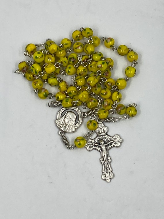 19" flower bead rosary with Madonna center