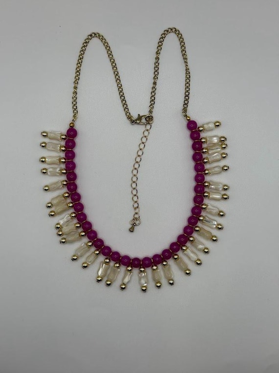 18" pink, white, and gold necklace