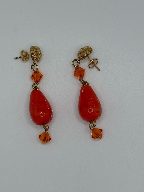 Orange drop earrings