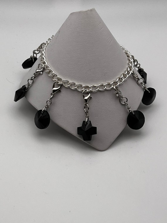 8.5" black crystal drop bracelet