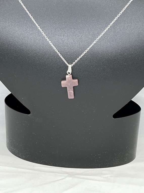 20" amethyst cross pendant on silver chain with lobster clasp