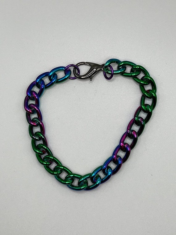 10" rainbow plated aluminum chain bracelet