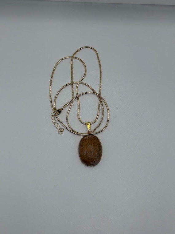 24" dendritic jasper pendant on gold