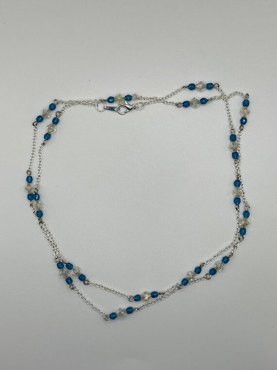 34" clear and blue crystal necklace