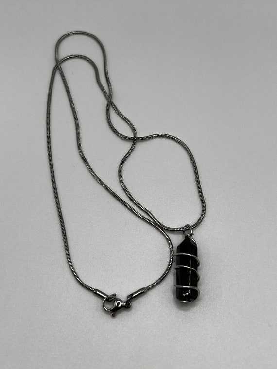 22" black chalcedony pendant