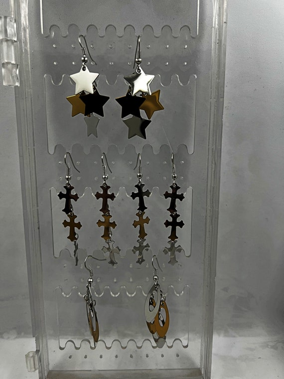 Silver and gold dangle earrings